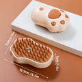 3-in-1 electric steamy pet grooming brush, featuring a rechargeable design with a khaki handle and orange silicone bristles.