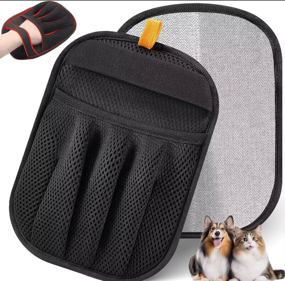 electrostatic pet hair removal gloves designed for grooming cats and dogs