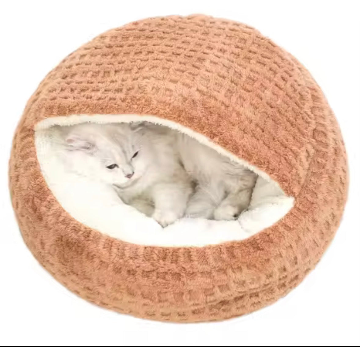 typical hooded or semi-enclosed cat beds often marketed as "winter warm" nests