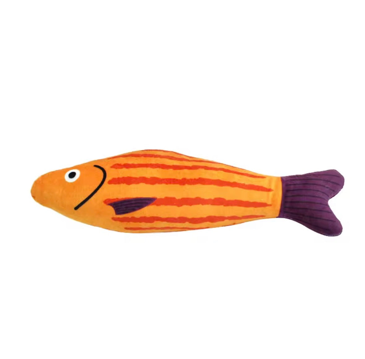Pawtay catnip-filled plush toy shaped like a striped bass.