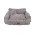This is a plush grey cuddler pet bed